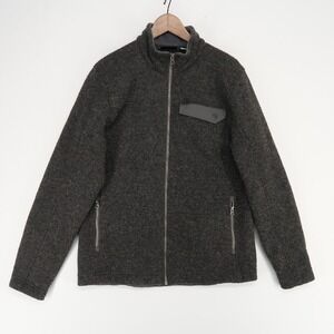 Marmot Mens Fleece Jacket L Charcoal Heather Full Zip Wool Blend